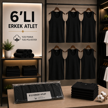 6'LI SİYAH ERKEK ATLET
