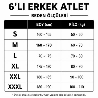 6'LI SİYAH ERKEK ATLET