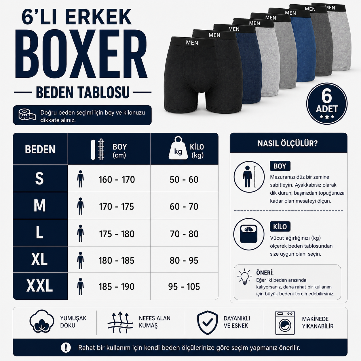 6'LI ERKEK BOXER
