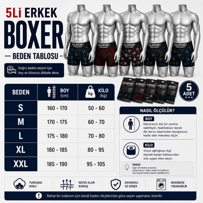 DESENLİ 5'Lİ BOXER